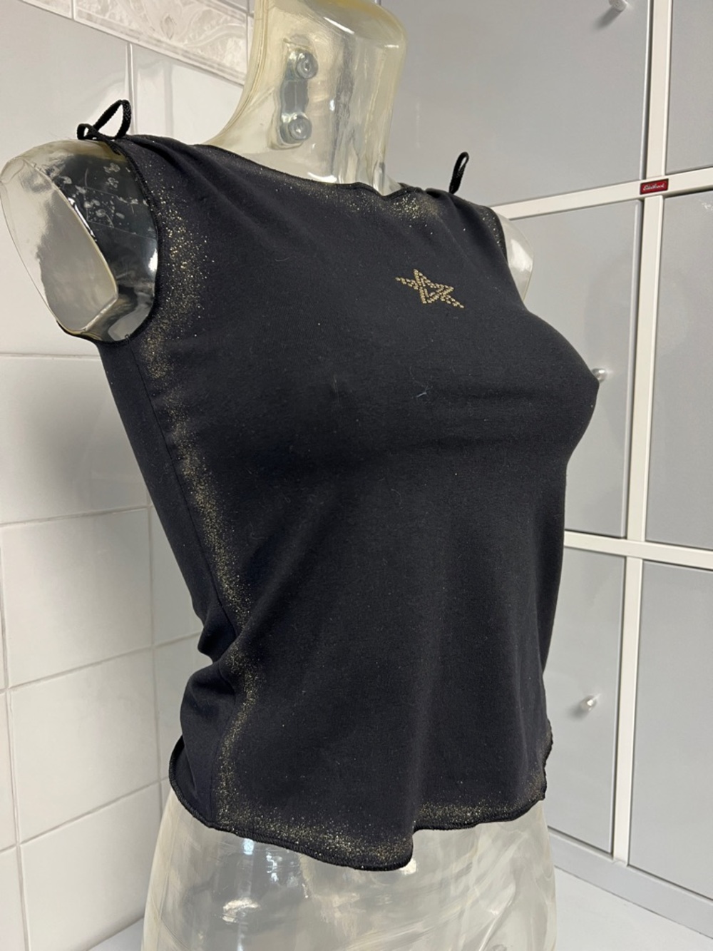 Glitter Glam GoldStar Studded Muscle Tee M NWT